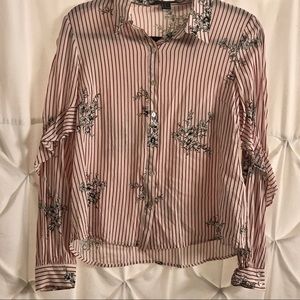 Forever 21 Striped/Floral Button Down